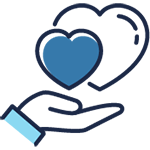 lighthouse-help1 Icon of two hearts hovering over a compassionate hand